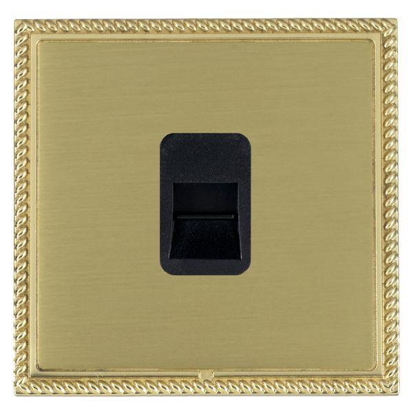 Linea-Georgian CFX Polished Brass Frame/Satin Brass Front 1 gang Telephone Slave Black