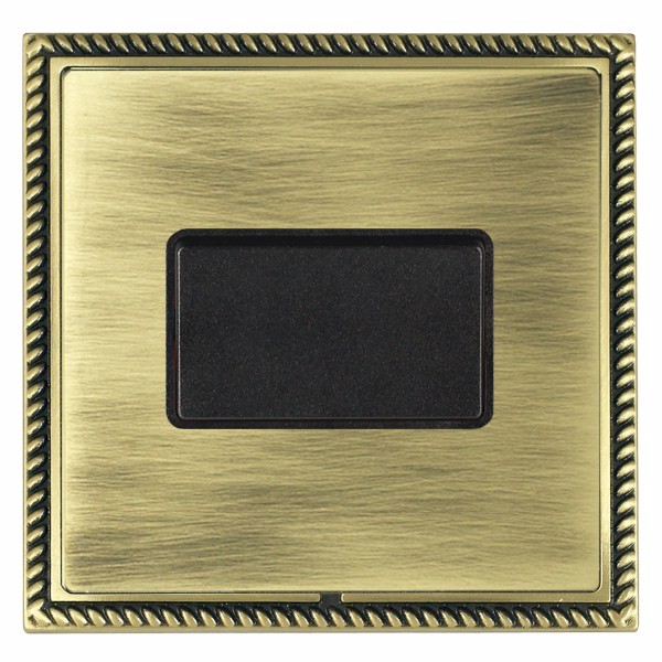 Linea-Georgian CFX Antique Brass Frame/Antique Brass Front 1 gang 10A Triple Pole Rocker Black/Black