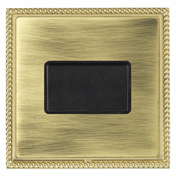 Linea-Georgian CFX Polished Brass Frame/Antique Brass Front 1 gang 10A Triple Pole Rocker Black/Black