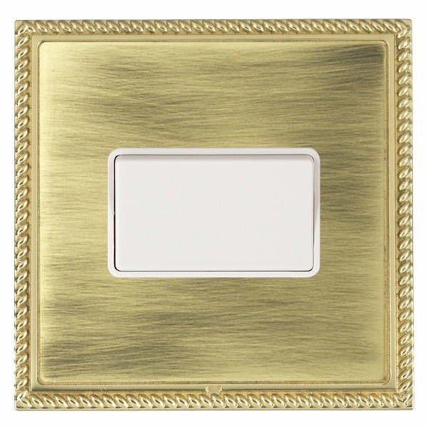 Linea-Georgian CFX Polished Brass Frame/Antique Brass Front 1 gang 10A Triple Pole Rocker White/White