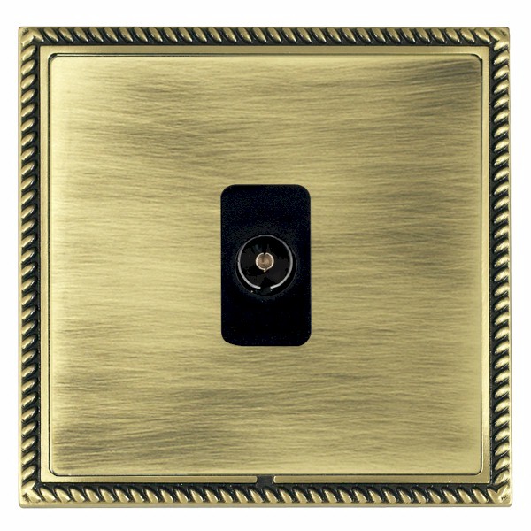 Linea-Georgian CFX Antique Brass Frame/Antique Brass Front 1 gang Non-Isolated Television 1in/1out Black