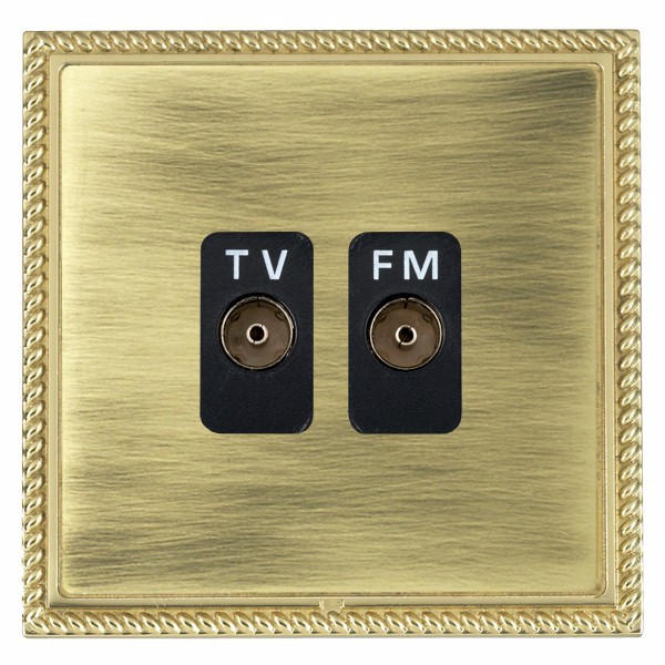 Linea-Georgian CFX Polished Brass Frame/Antique Brass Front Isolated TV/FM Diplexer 1in/2out Black