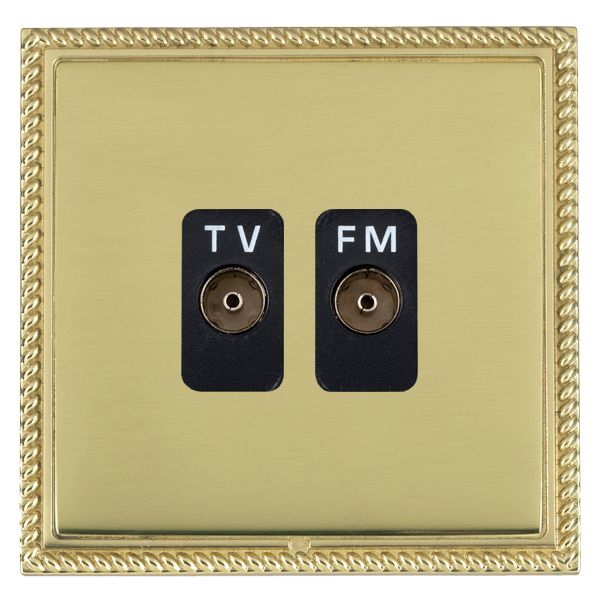 Linea-Georgian CFX Polished Brass Frame/Polished Brass Front Isolated TV/FM Diplexer 1in/2out Black