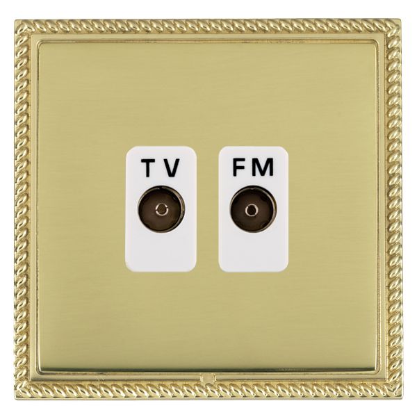 Linea-Georgian CFX Polished Brass Frame/Polished Brass Front Isolated TV/FM Diplexer 1in/2out White