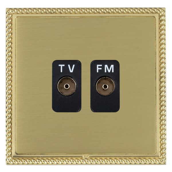 Linea-Georgian CFX Polished Brass Frame/Satin Brass Front Isolated TV/FM Diplexer 1in/2out Black
