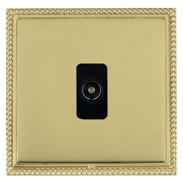 Linea-Georgian CFX Polished Brass Frame/Polished Brass Front 1 gang Isolated TV 1in/1out Black