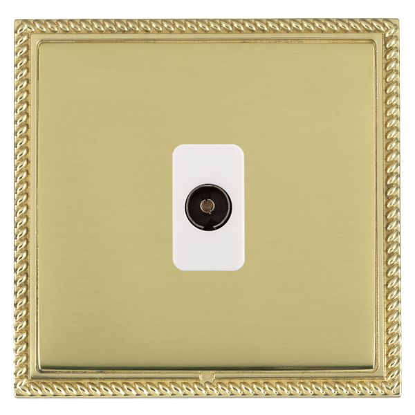Linea-Georgian CFX Polished Brass Frame/Polished Brass Front 1 gang Non-Isolated Television 1in/1out White