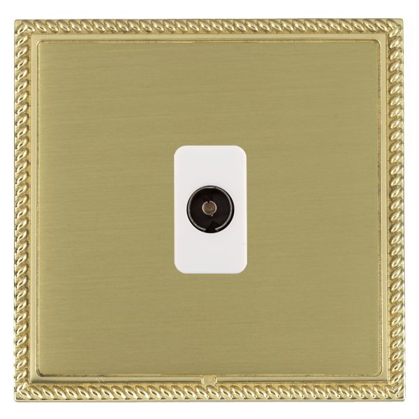 Linea-Georgian CFX Polished Brass Frame/Satin Brass Front 1 gang Non-Isolated Television 1in/1out White
