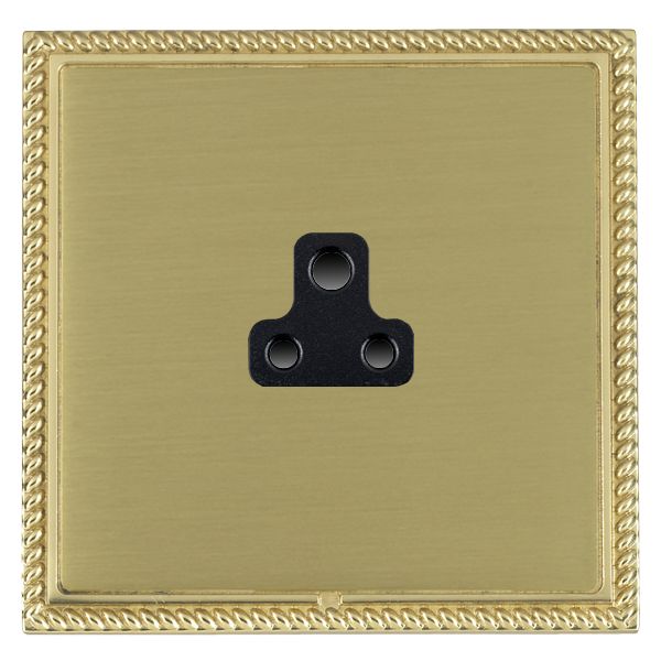 Linea-Georgian CFX Polished Brass Frame/Satin Brass Front 1 gang 2A Unswitched Socket Black