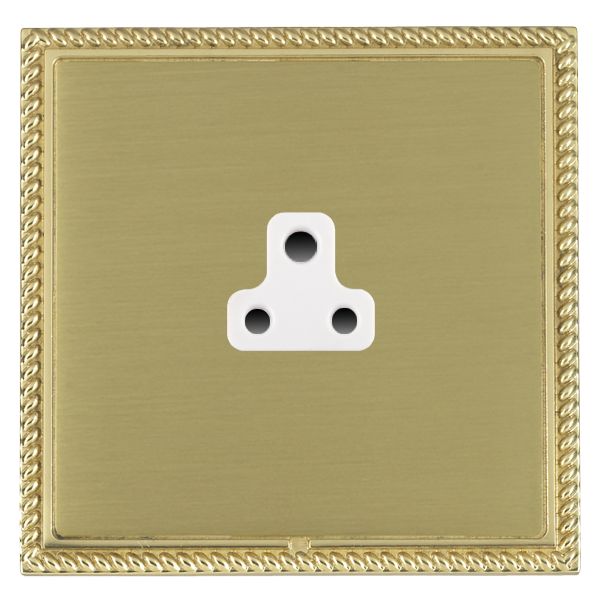 Linea-Georgian CFX Polished Brass Frame/Satin Brass Front 1 gang 2A Unswitched Socket White