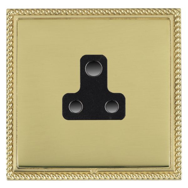 Linea-Georgian CFX Polished Brass Frame/Polished Brass Front 1 gang 5A Unswitched Socket Black