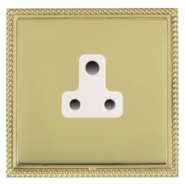 Linea-Georgian CFX Polished Brass Frame/Polished Brass Front 1 gang 5A Unswitched Socket White