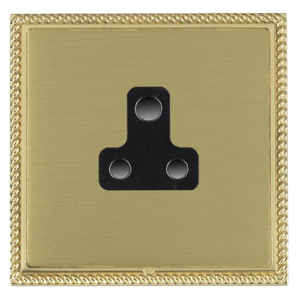Linea-Georgian CFX Polished Brass Frame/Satin Brass Front 1 gang 5A Unswitched Socket Black