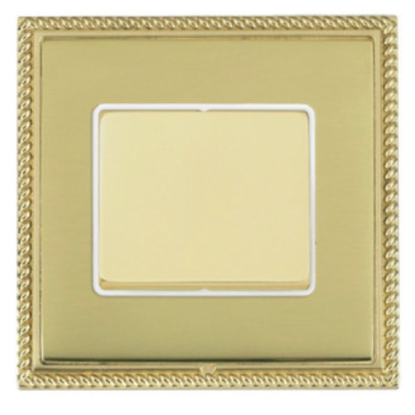 Linea-Georgian CFX Polished Brass Frame/Polished Brass Front Wide Rocker 1 gang 10AX Double Pole Polished Brass/White