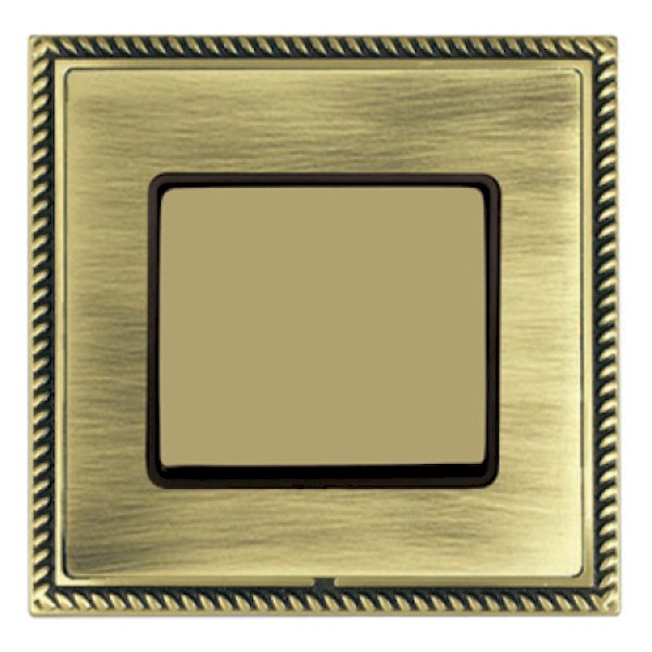 Linea-Georgian CFX Antique Brass Frame/Antique Brass Front Wide Rocker 1 gang 10AX Push To Make/Push to Break Retractive Antique Brass/Black