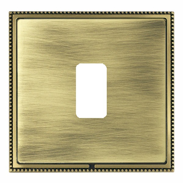 Linea-Perlina CFX Grid-IT Antique Brass Frame/Antique Brass Front 1 Gang Grid Fix Aperture Plate with Grid