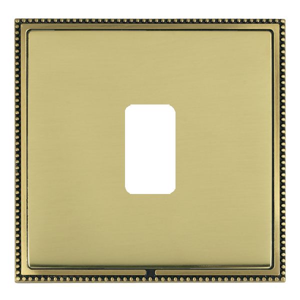 Linea-Perlina CFX Grid-IT Antique Brass Frame/Polished Brass Front 1 Gang Grid Fix Aperture Plate with Grid