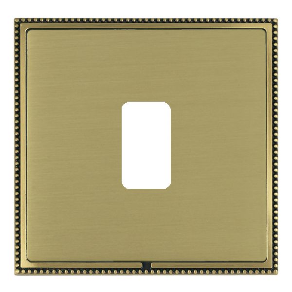 Linea-Perlina CFX Grid-IT Antique Brass Frame/Satin Brass Front 1 Gang Grid Fix Aperture Plate with Grid