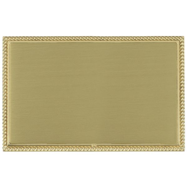 Linea-Perlina CFX Polished Brass Frame/Satin Brass Front Double Blank Plate