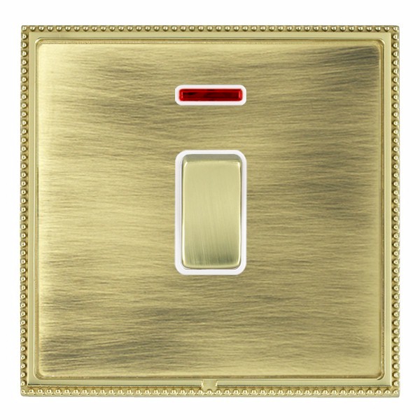 Linea-Perlina CFX Polished Brass Frame/Antique Brass Front 1 gang 20AX Double Pole Rocker and Neon Polished Brass/White