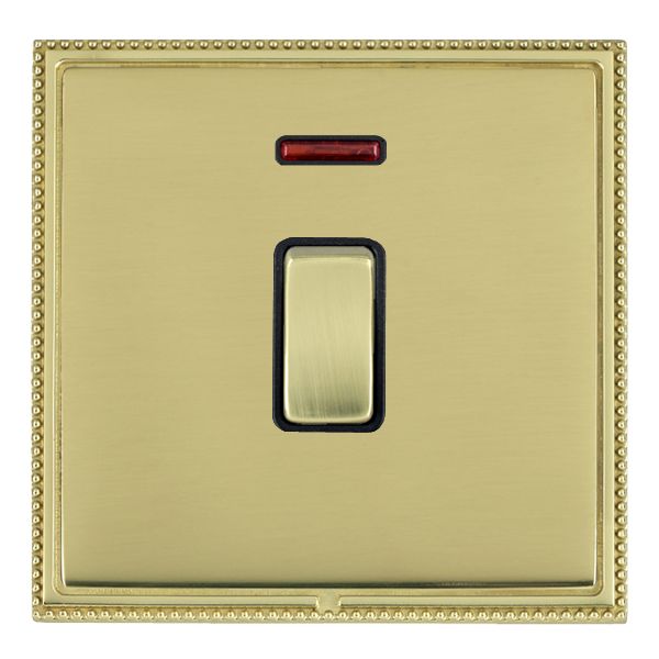 Linea-Perlina CFX Polished Brass Frame/Polished Brass Front 1 gang 20AX Double Pole Rocker and Neon Polished Brass/Black