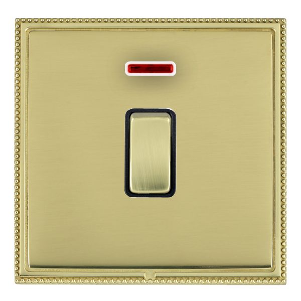 Linea-Perlina CFX Polished Brass Frame/Polished Brass Front 1 gang 20AX Double Pole Rocker and Neon Polished Brass/White