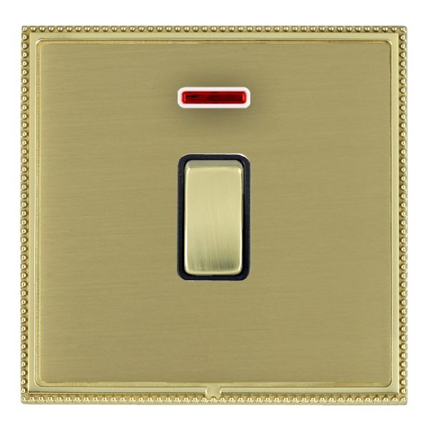 Linea-Perlina CFX Polished Brass Frame/Satin Brass Front 1 gang 20AX Double Pole Rocker and Neon Polished Brass/White