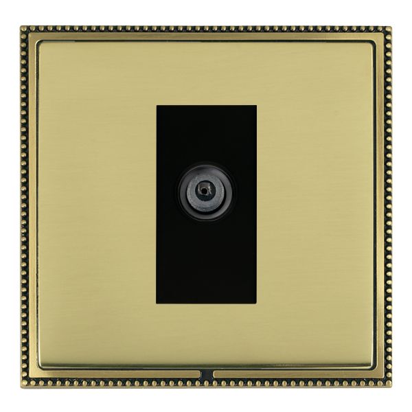 Linea-Perlina CFX Antique Brass Frame/Polished Brass Front 1 gang Non-Isolated Digital Satellite (DAB Compatible) Black