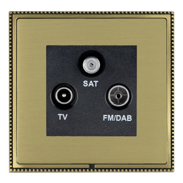 Linea-Perlina CFX Antique Brass Frame/Satin Brass Front Non-Isolated TV+FM+SAT Triplexer 1in/3out (DAB Compatible) Black
