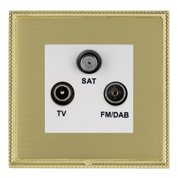 Linea-Perlina CFX Polished Brass Frame/Satin Brass Front Non-Isolated TV+FM+SAT Triplexer 1in/3out (DAB Compatible) White