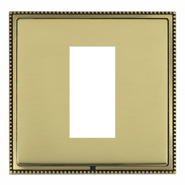 Linea-Perlina CFX EuroFix Antique Brass Frame/Polished Brass Front Single Plate complete with 1 EuroFix Aperture 25x50mm and Grid