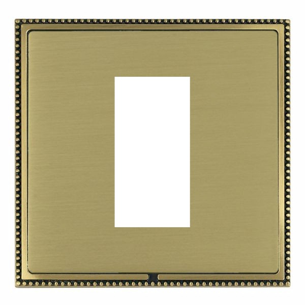Linea-Perlina CFX EuroFix Antique Brass Frame/Satin Brass Front Single Plate complete with 1 EuroFix Aperture 25x50mm and Grid