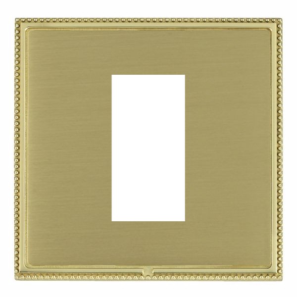 Linea-Perlina CFX EuroFix Polished Brass Frame/Satin Brass Front Single Plate complete with 1 EuroFix Aperture 25x50mm and Grid