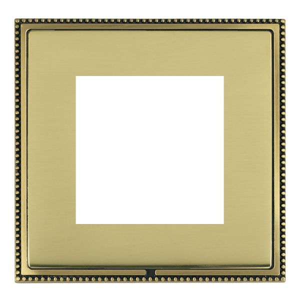 Linea-Perlina CFX EuroFix Antique Brass Frame/Polished Brass Front Single Plate complete with 2 EuroFix Apertures 50x50mm and Grid