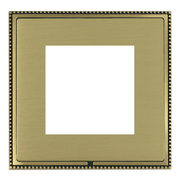 Linea-Perlina CFX EuroFix Antique Brass Frame/Satin Brass Front Single Plate complete with 2 EuroFix Apertures 50x50mm and Grid