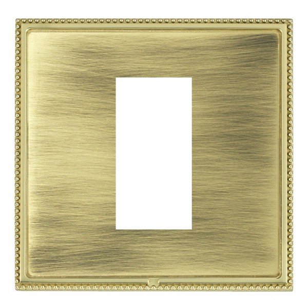 Linea-Perlina CFX EuroFix Polished Brass Frame/Antique Brass Front Single Plate complete with 2 EuroFix Apertures 50x50mm and Grid