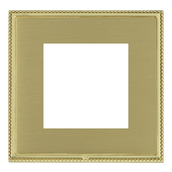 Linea-Perlina CFX EuroFix Polished Brass Frame/Satin Brass Front Single Plate complete with 2 EuroFix Apertures 50x50mm and Grid