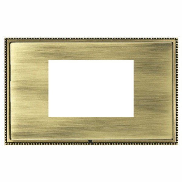Linea-Perlina CFX EuroFix Antique Brass Frame/Antique Brass Front Double Plate complete with 3 EuroFix Apertures 75x50mm and Grid