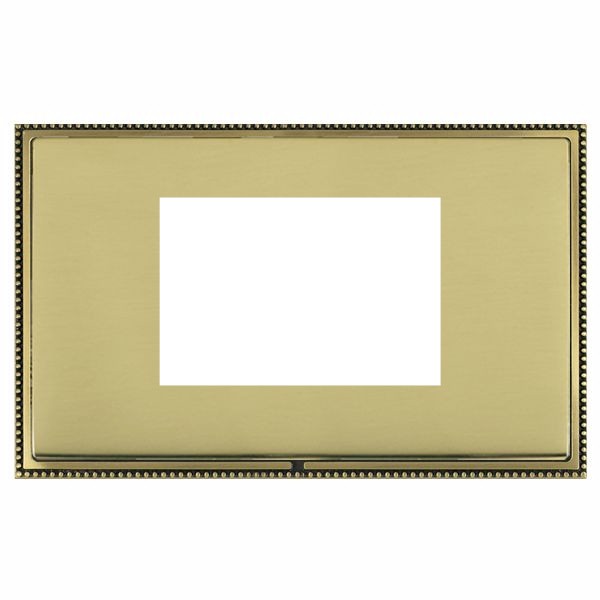 Linea-Perlina CFX EuroFix Antique Brass Frame/Polished Brass Front Double Plate complete with 3 EuroFix Apertures 75x50mm and Grid