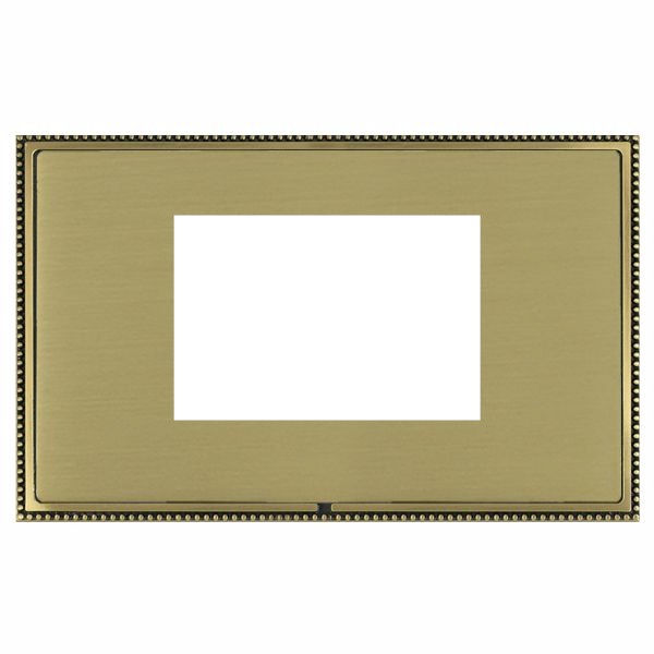 Linea-Perlina CFX EuroFix Antique Brass Frame/Satin Brass Front Double Plate complete with 3 EuroFix Apertures 75x50mm and Grid