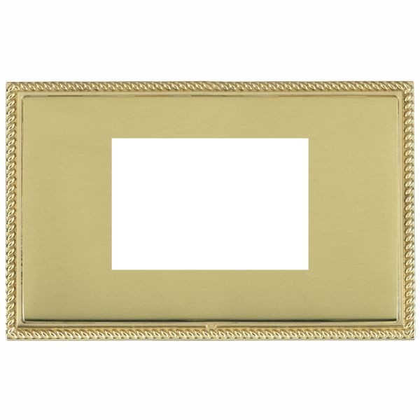 Linea-Perlina CFX EuroFix Polished Brass Frame/Polished Brass Front Double Plate complete with 3 EuroFix Apertures 75x50mm and Grid