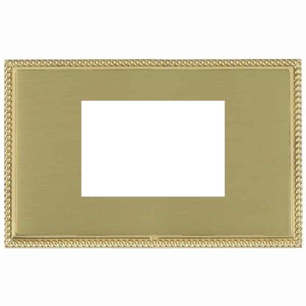 Linea-Perlina CFX EuroFix Polished Brass Frame/Satin Brass Front Double Plate complete with 3 EuroFix Apertures 75x50mm and Grid