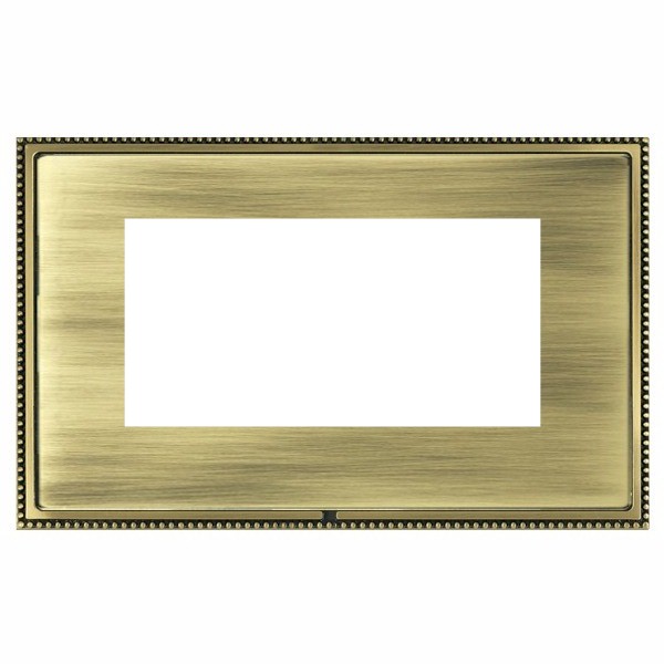 Linea-Perlina CFX EuroFix Antique Brass Frame/Antique Brass Front Double Plate complete with 4 EuroFix Apertures 100x50mm and Grid