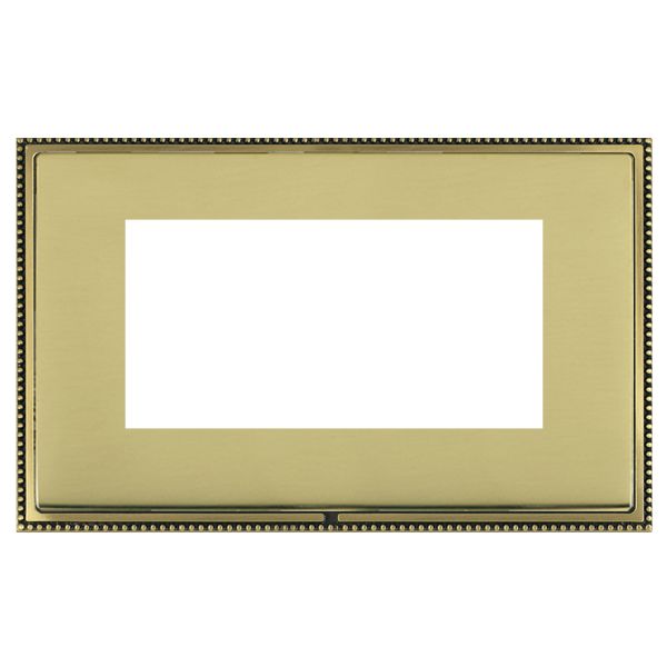 Linea-Perlina CFX EuroFix Antique Brass Frame/Polished Brass Front Double Plate complete with 4 EuroFix Apertures 100x50mm and Grid