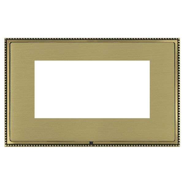 Linea-Perlina CFX EuroFix Antique Brass Frame/Satin Brass Front Double Plate complete with 4 EuroFix Apertures 100x50mm and Grid
