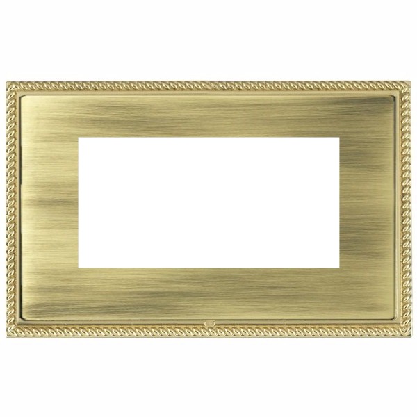 Linea-Perlina CFX EuroFix Polished Brass Frame/Antique Brass Front Double Plate complete with 4 EuroFix Apertures 100x50mm and Grid