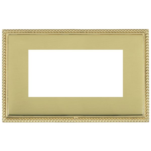 Linea-Perlina CFX EuroFix Polished Brass Frame/Polished Brass Front Double Plate complete with 4 EuroFix Apertures 100x50mm and Grid