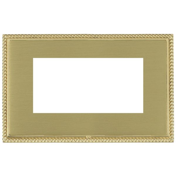 Linea-Perlina CFX EuroFix Polished Brass Frame/Satin Brass Front Double Plate complete with 4 EuroFix Apertures 100x50mm and Grid