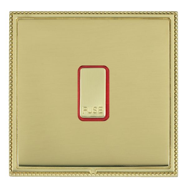 Linea-Perlina CFX Polished Brass Frame/Polished Brass Front 1 gang 13A Fuse with Neon Halo Polished Brass/Red
