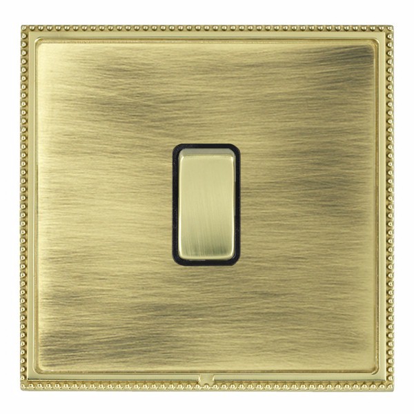 Linea-Perlina CFX Polished Brass Frame/Antique Brass Front 1 gang 20AX Intermediate Rocker Polished Brass/Black
